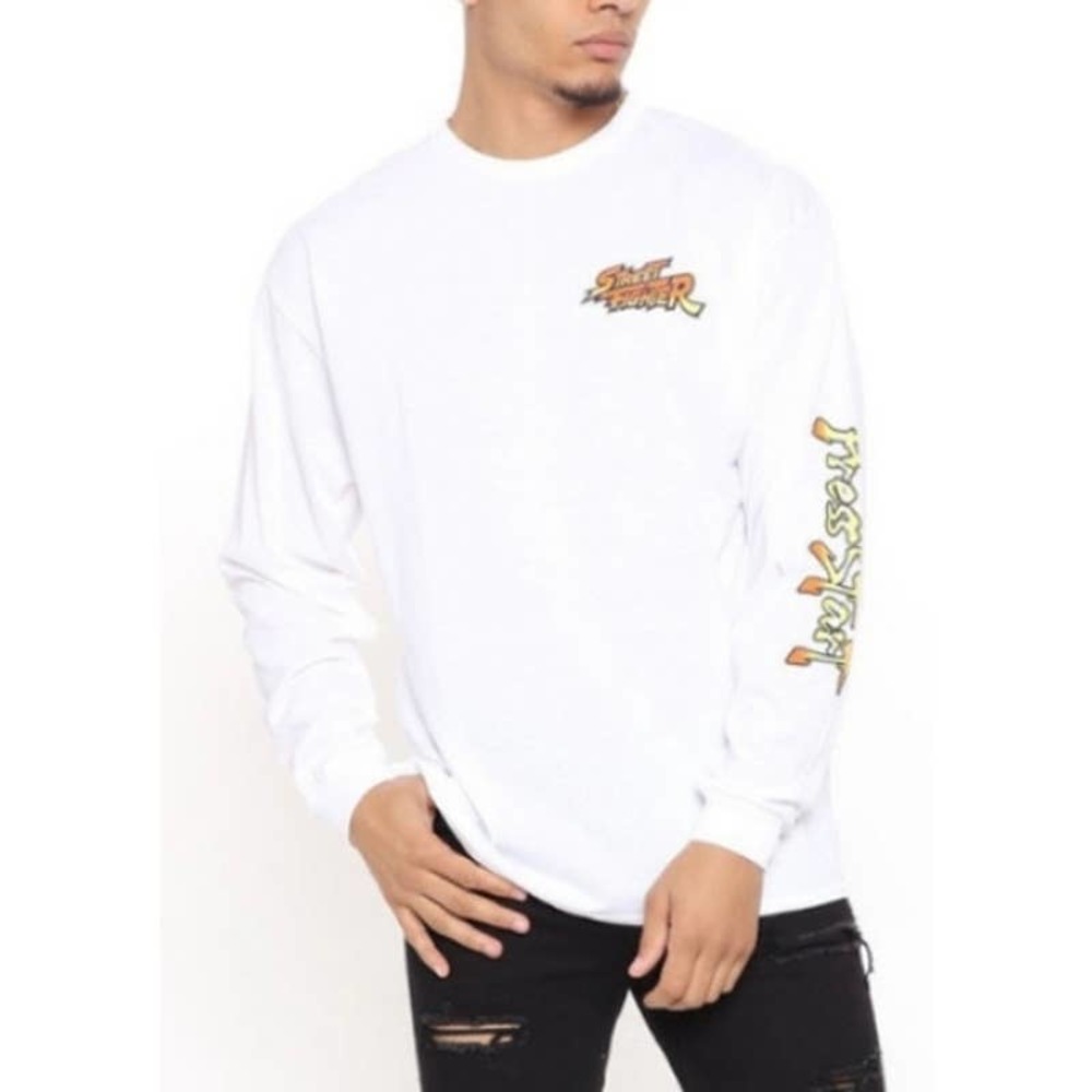 Street Fighter Men's press Start Long Sleeve T-Shirt in White Size 3XL - Picture 1 of 6
